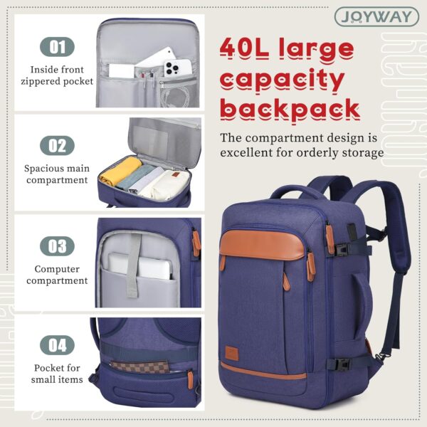 Joyway Expandable Carry on Luggage Sets Airline Approved, Lightweight Hard Shell 20 Inch Carry-on Suitcase with Spinner Wheels - Image 3