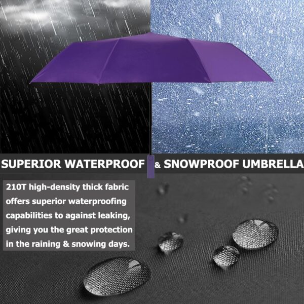 Umbrella for Rain and UV Sun Protection, Compact Portable Travel Car Folding Umbrella, Windproof Lightweight Automatic Open and Close UPF50+ for Men Women 10 Ribs - Image 4