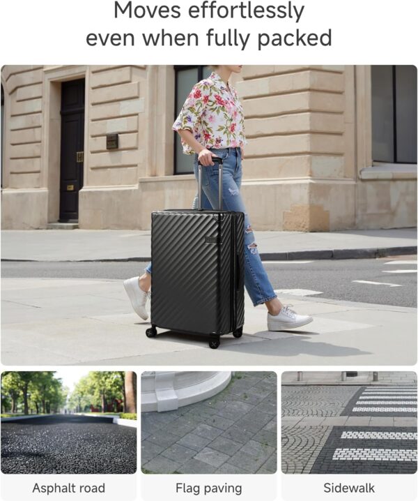 LUGGEX Luggage with Spinner Wheels, Polycarbonate Expandable Hard Shell Suitcase, 2 Piece Set, Charcoal Metallic - Image 5