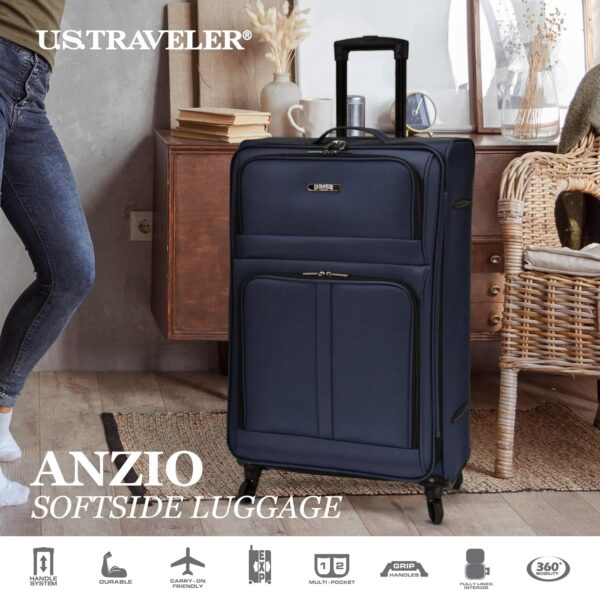 U.S. TRAVELER Anzio Softside Expandable Spinner Luggage, Burgundy, 3-Piece Set (22/26/30) - Image 2