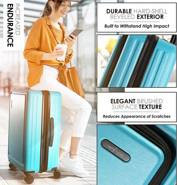Hard Shell Luggage Sets with Spinner Wheels 4 Piece, Expandable Large Suitcases with TSA Lock, Travel Large Suitcase Set, Teal Luggage Set - Image 2