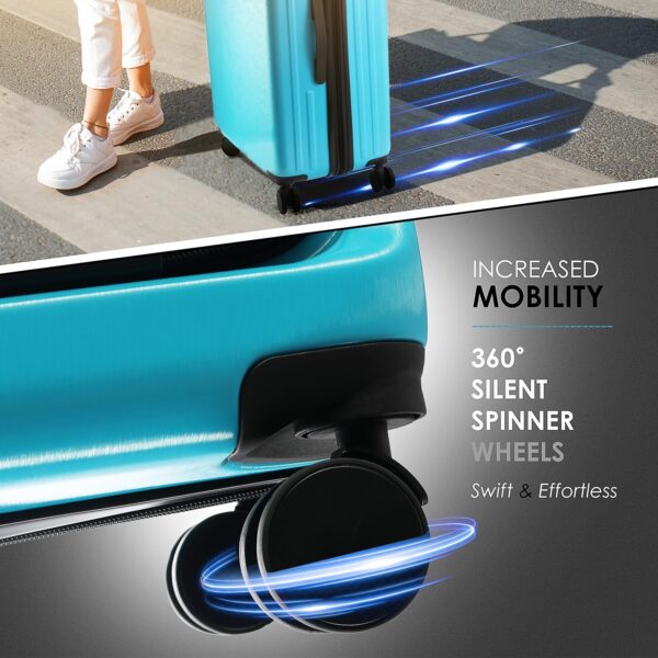 Hard Shell Luggage Sets with Spinner Wheels 4 Piece, Expandable Large Suitcases with TSA Lock, Travel Large Suitcase Set, Teal Luggage Set - Image 6