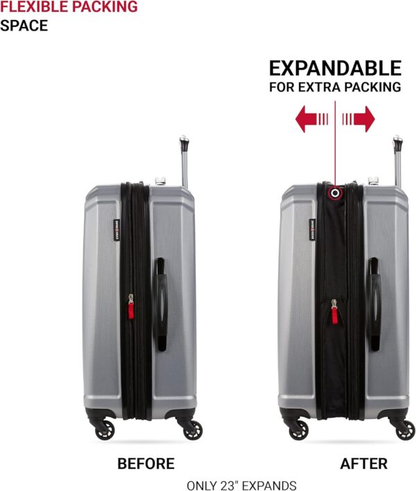 SwissGear 3750 Hardside Luggage with Spinner Wheels, Silver, 2-Piece Set (18.5/23) - Image 5