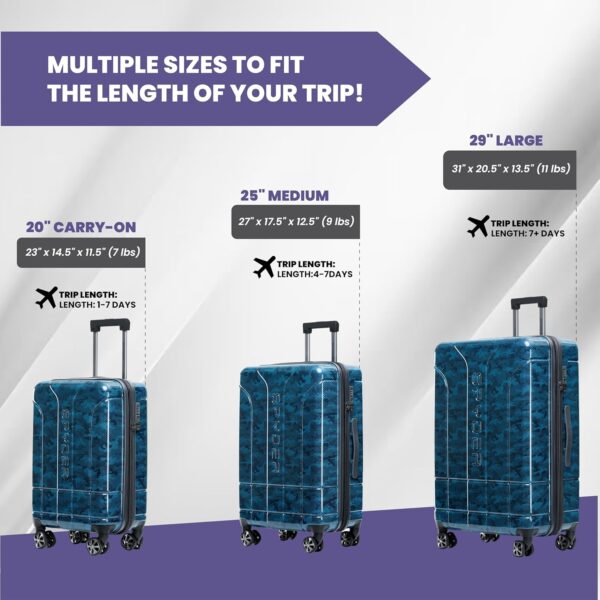 Spyder Matrix 3 Piece Luggage Set with 360° Spinner Wheels, TSA Approved Lock, (20 Inch, 25 Inch, 29 Inch), Blue - Image 6