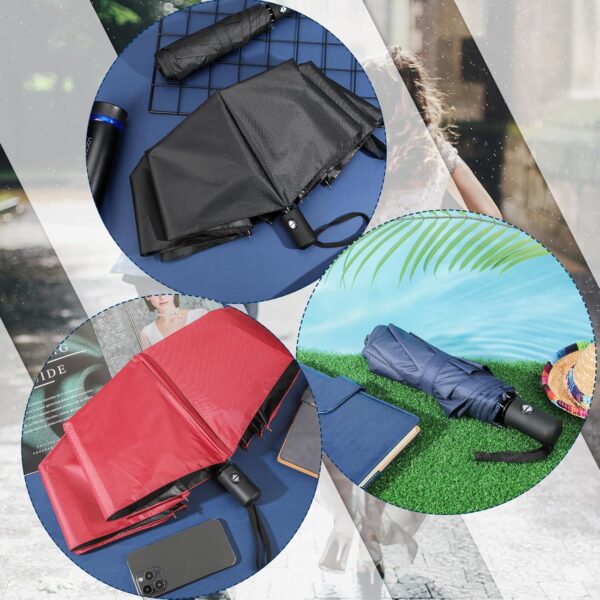 Jexine 6 Pcs Travel Compact Umbrella Automatic Open Close Windproof Small Light Backpack Purse Car Portable Collapsible Umbrella for Rain, Men Women - Image 5