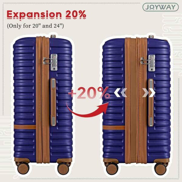 Joyway Expandable Carry on Luggage Sets Airline Approved, Lightweight Hard Shell 20 Inch Carry-on Suitcase with Spinner Wheels - Image 2