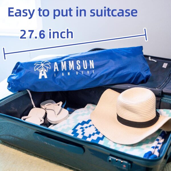 AMMSUN 6.5ft twice folded Portable beach umbrella with sand anchor windproof, Push Button Tilt and Air vent UPF 50+ Protection Fits in a large Suitcase for Patio Garden Beach Pool Backyard Blue - Image 2