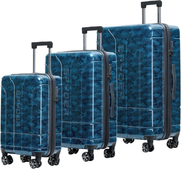 Spyder Matrix 3 Piece Luggage Set with 360° Spinner Wheels, TSA Approved Lock, (20 Inch, 25 Inch, 29 Inch), Blue