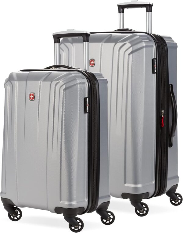 SwissGear 3750 Hardside Luggage with Spinner Wheels, Silver, 2-Piece Set (18.5/23)