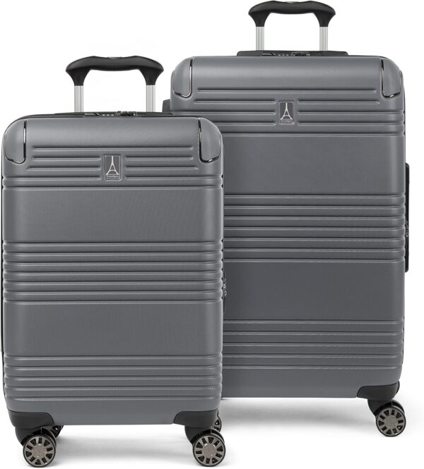 Travelpro Roundtrip Hardside Expandable Luggage, TSA Lock, 8 Spinner Wheels, Hard Shell Polycarbonate Suitcase, Gunmetal, 2-Piece Set (21/25)