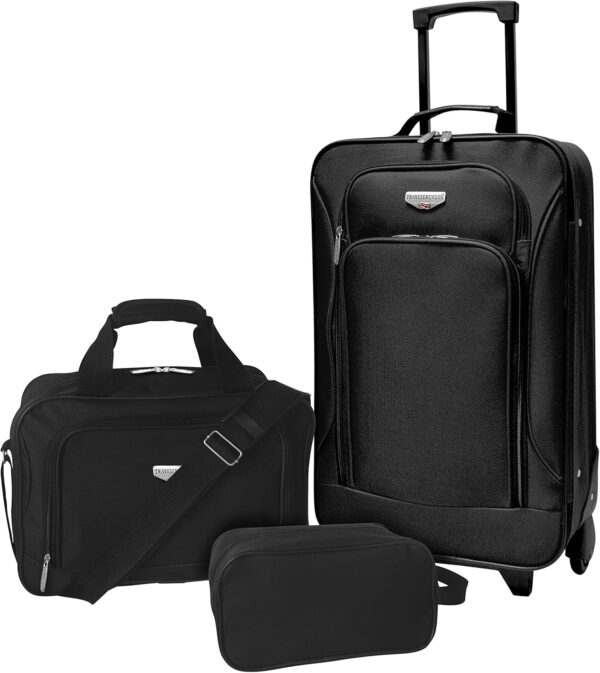 Travelers Club Euro Carry-On Luggage, Black, 3-Piece Set