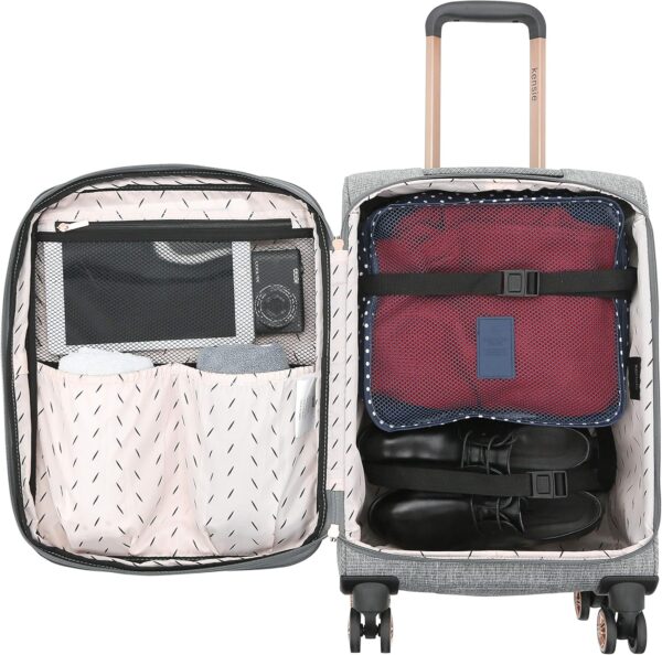 kensie Hudson Softside Spinner Luggage, Heather Gray, 3-Piece Set (16/20/28) - Image 4