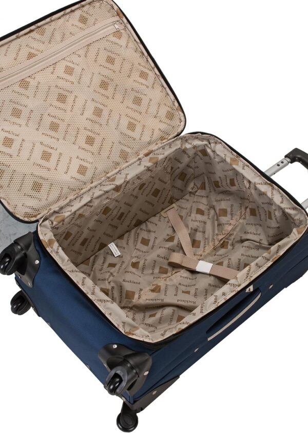 Rockland Impact Softside Spinner Wheel Luggage, Navy, 4-Piece Set (18/22/26/30) - Image 4
