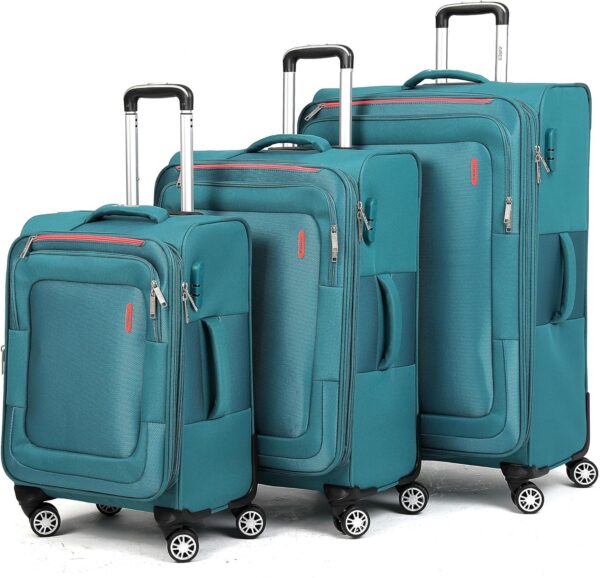 Luggage Sets 3Piece Softside Extra Large Size Expandable Lightweight Durable Suitcase Sets Double Spinner Wheels Combination Lock Blue Luggage For Overseas Journey(21in/25in/29in)(Teal)