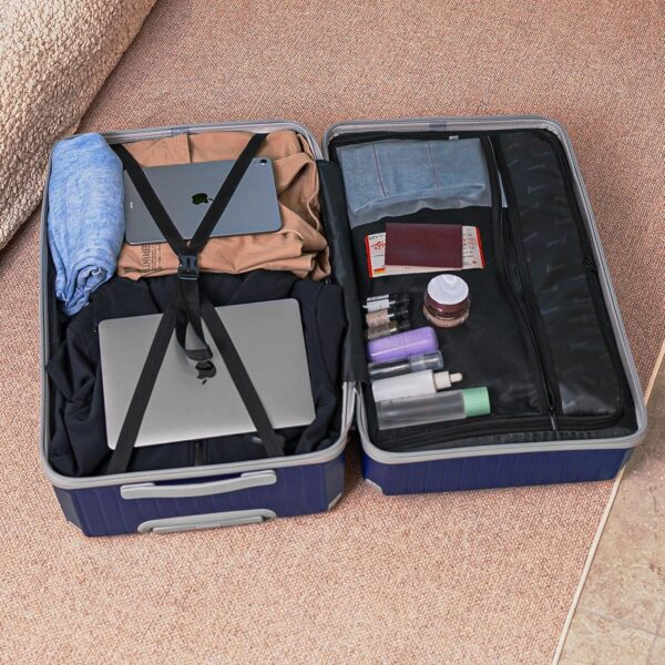 Romswi Suitcase Set 4Piece with Cup Holder TSA Lock, 20" 28" Hardside Spinner Luggage Set with Duffel Bag, Lightweight Durable PC+ABS Navy Travel Luggage - Image 9