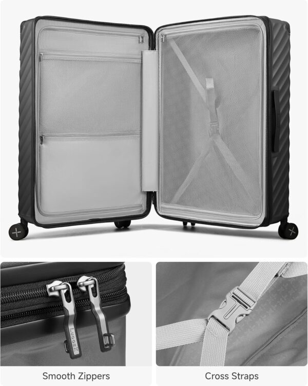 LUGGEX Luggage with Spinner Wheels, Polycarbonate Expandable Hard Shell Suitcase, 2 Piece Set, Charcoal Metallic - Image 8