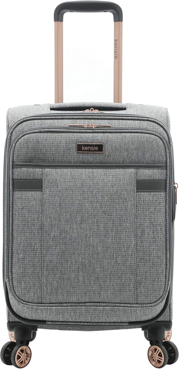 kensie Hudson Softside Spinner Luggage, Heather Gray, 3-Piece Set (16/20/28) - Image 8