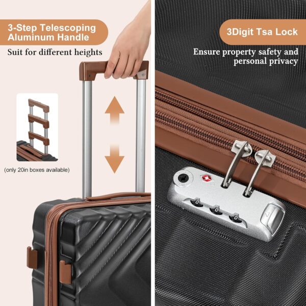 5 piece Luggage Set Expandable Suitcase 22x14x9 Airline Approved Carry on, ABS Hard Case Suitcases with Spinner Wheels, TSA Lock, Durable Waterproof Travel Set - Image 2