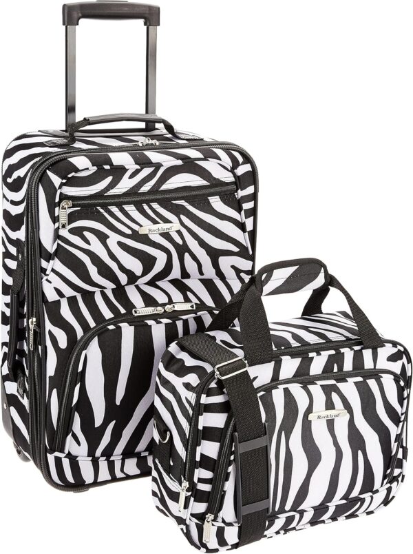Rockland Fashion Softside Upright Luggage Set,Expandable, Zebra, 2-Piece (14/19)